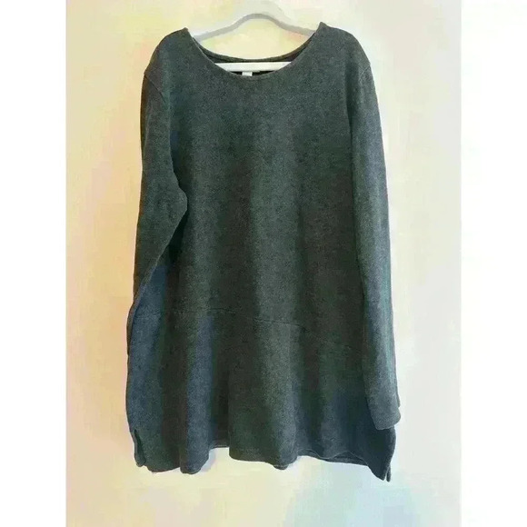 J. Jill 100% Soft Touch Cotton Grey Tunic with Asymmetrical Front Stitch Size M - Picture 2 of 6
